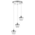 Kendal Lighting - Arika Series 15 Watt Integrated LED 3-Light Pendant Pan, Chrome - 3-Light LED Pendant Pan in a Chrome finish featuring etched cut glass