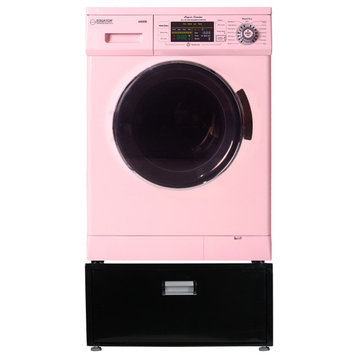 Conserv 110V Compact 13 LB Combination Washer Dryer+Pedestal With Drawer, Pink