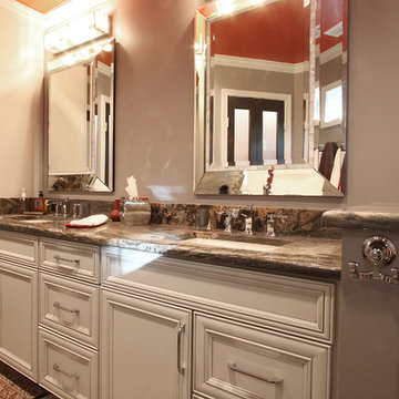 Eclectic Master Bath | Dura Supreme Grey Cabinets