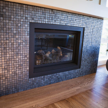 Metallic Mosaic Tile Gas Fireplace