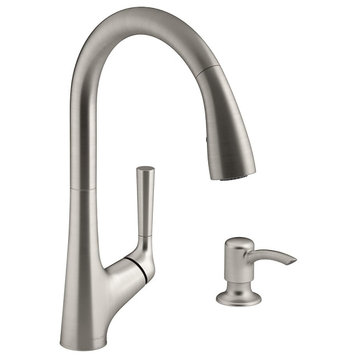 Arched Kitchen Faucet, Pull Down Sprayer & Vibrant Stainless Finish, Touchless