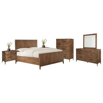 Modus Adler 6 Piece E King Bedroom Set With Chest, Natural Walnut