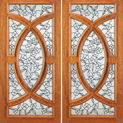 Front Double Door Mahogany Radius Lite, Insulated Tempered Glass - Front Doors