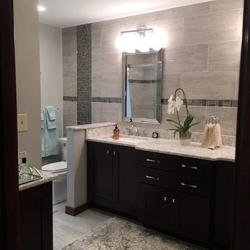 Transitional Bathroom Remodel with Accent Tiling