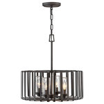 HInkley - Hinkley Reid Large Single Tier, Brushed Graphite - Reid uses an iconic profile featuring an airy, open cage to capture the center of attention. A candelabra with clear seedy glass columns highlights the transitional style, making it a modern mix of classic and contemporary. Weather-resistant metal with a Brushed Graphite finish complements any space, inside or out.