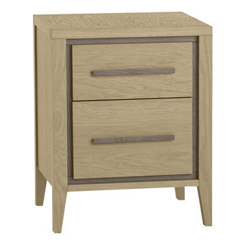 Rimini Aged Oak and Weathered Oak 2-Drawer Bedside Table