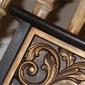 Grand hand-carved wooden staircase