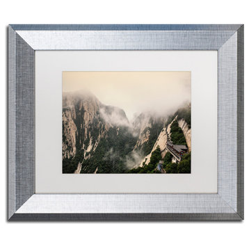 Philippe Hugonnard 'Mt Huashan I' Art, Silver Frame, White Matte, 14"x11"