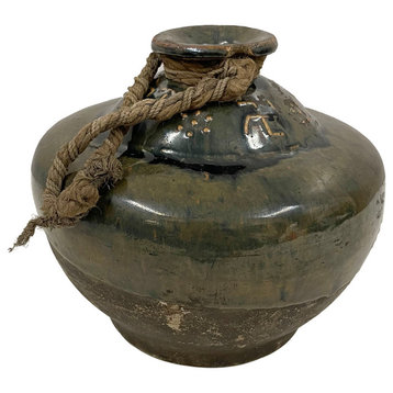 Consigned Early 20 Century Vintage Chinese Glaze Pottery Vase/Liquor Bottle