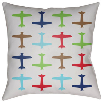 Planes by Surya Poly Fill Pillow, 18' x 18'