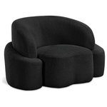 Meridian Furniture - Principessa Boucle Fabric Chair, Black, Chair - Inject casual comfort into your living room, bedroom, or dorm room with this Principessa boucle fabric living room chair. Not just another pretty face in the crowd, this chair looks like a statement piece but feels like your favorite easy chair. A delight to come home to at the end of the day, this chair features a curved seat and back for a modish look and its covered in rich black boucle fabric for softness you can appreciate.