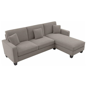 Pemberly Row 102W Couch with Reversible Chaise in Beige Herringbone Fabric