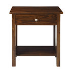 Vanderbilt Night Stand End Table With 4 Usb Ports, Warm Brown