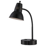 Lite Source - Pagan Desk Lamp, Black - Desk Lamp black with outletx1Pc and Usb Chargingx1Pc, E27 CLF 13W
