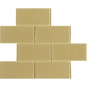3"x6" Glass Subway Tiles, Gold, Carton of 50