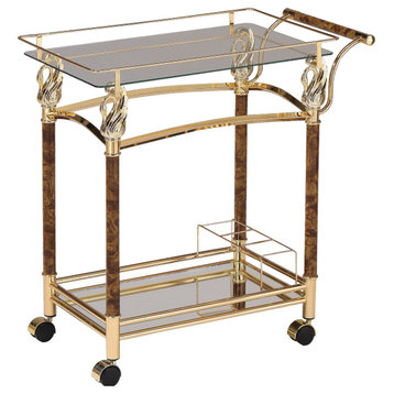 Helmut Serving Cart, Gold Plated and Clear Glass