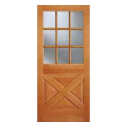 AB2035 - VERTICAL GRAIN DOUGLAS FIR EXTERIOR 9-LITE TOP WITH CROSS BUCK PANEL BO - Windows And Doors