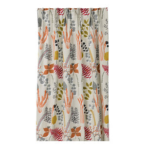 Botanik Long Floral Curtain, Red