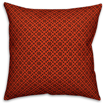 Red Floral Pattern Outdoor Throw Pillow, 20"x20"