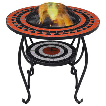 vidaXL Mosaic Fire Pit Table Terracotta/White 26.8" Ceramic