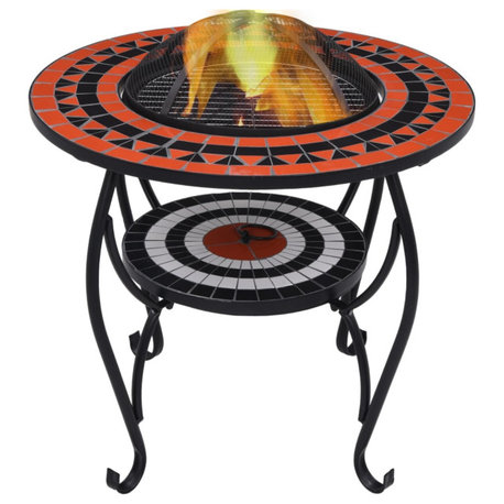 vidaXL Mosaic Fire Pit Table Terracotta/White 26.8" Ceramic