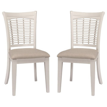 Hillsdale Bayberry 19" Coastal Wood Dining Chairs in White (Set of 2)