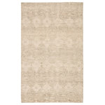 Jaipur Living - Jaipur Living Dentelle Knotted Beige Rug, 5'6"x8' - The Burke collection is a timeless and textured assortment of vintage-inspired tone-on-tone designs. The Dentelle area rug features a hand-knotted wool construction with an elegant tribal repeat pattern of carved geometric detailing. The light beige and naturally brown-flecked hue of this rug offers easy style versatility to any home.