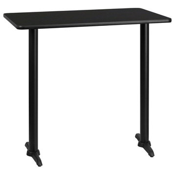 30''x42'' Rectangular Black Laminate Table Top,5''x22'' Bar Height Table Bases