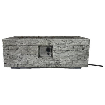 Living Source International 42"W Concrete Stone Outdoor Fire Pit Table in Stone