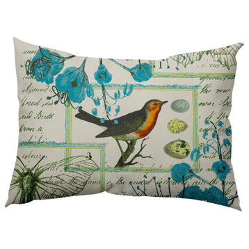 Singing Bird Decorative Throw Pillow, Explorer Blue, 14"x20"