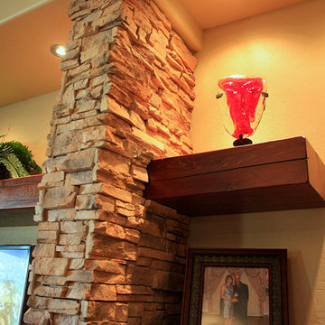 Rustic Contemporary Media Wall Detail - After