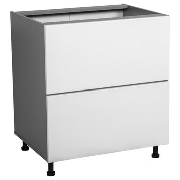 24 Base Cabinet-Double Door-Two Drawer-with White Gloss door