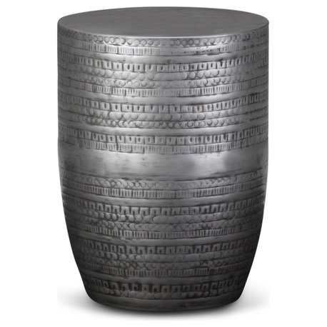 Johnsen Large Metal Accent Table, Antique Silver