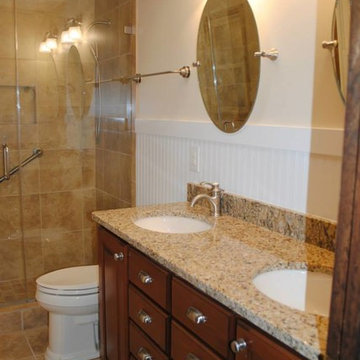 Master Bathroom Remodel with St. Cecelia Tops and Pavia Antiqua Tile