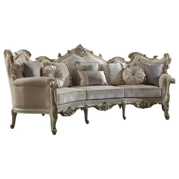 ACME Picardy Sofa with 8 Pillows, Fabric and Antique Pearl