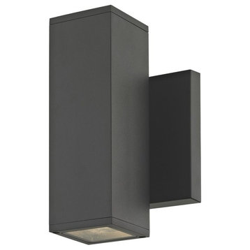 Black Outside Wall Light Square Cylinder Up / Down