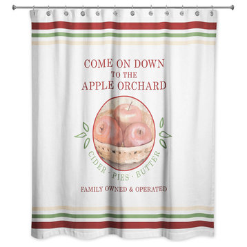 Apple Orchard Stripes 71x74 Shower Curtain