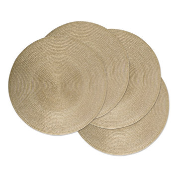 DII Metallic Gold Round PP Woven Placemat, Set of 4