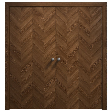 Bi-Fold Doors 96X96 Ego 5005 Cognac Oak Sturdy Tracks Moldings Trims Wood