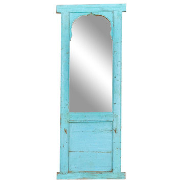 Antique Haveli Blue Floor Mirror