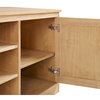 Rustic TV Stand, Shaker Style Cabinet Doors & Center Open Shelves, Matte Maple