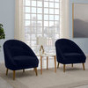 Lina Upholstered Modern Barrel Chair, Navy Blue Velvet, Set of 2