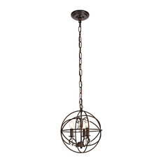 Wallace Collection Pendant, 11.8"x13.8", 3-Light, Dark Copper Brown Finish