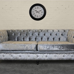 Silver Crushed Velvet Essex Chesterfield Sofa - Sofas