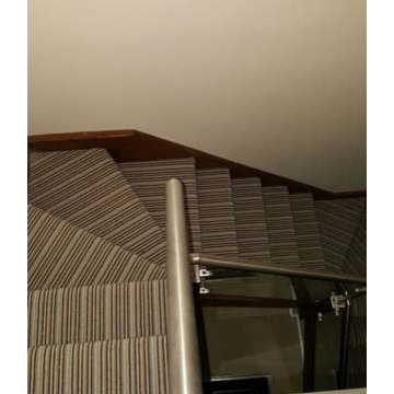 Striped Carpet Installation to Stairs