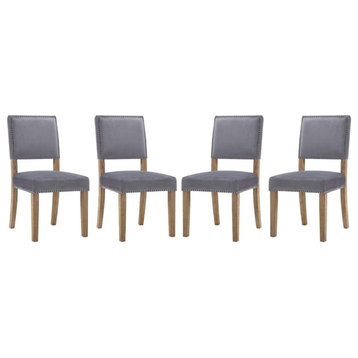 Pemberly Row 19" Modern Velvet Dining Chair in Gray (Set of 4)