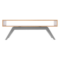 Eastvold Furniture - Elko Coffee Table, White Oak, Silver Base - Coffee Tables