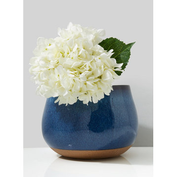 Dark Blue Potter's Ceramic Vase, 6"x8.5"