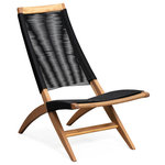 Balkene Home - Lisa Lounge Chair - Crafted of solid Acacia wood in a honey-hued finish, the Lisa Lounge Chair is the perfect accent to your patio, balcony, or poolside living area. Relax or chat in comfort and style in this sleek modern lounge chair with mid-century design heritage. Modern black cording suspension seat and backrest dry quickly making rain and wet swimsuits a non-issue. Pairs well with the Kingsmen Loveseat, Armchair, and Coffee Table. Add a touch of relaxation to your space with the Lisa Lounge Chair by Balkene Home.