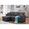 Alexent 3-Seat Modern Fabric Sleeper Sectional Sofa with Storage in Dark Gray